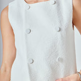 Double Breasted Textured Crop Vest