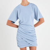Asymmetric Ruched Mini Dress