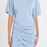 Asymmetric Ruched Mini Dress