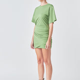 Asymmetric Ruched Mini Dress