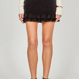 Knit Ruffles Mini Skirt