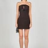 Sequin Trimmed Strapless Mini Dress