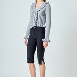 Ruffled V-Neck Cardigan