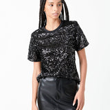 Sequin Shoulder Padded Top