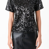 Sequin Shoulder Padded Top