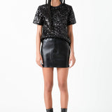 Sequin Shoulder Padded Top