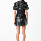 Sequin Shoulder Padded Top