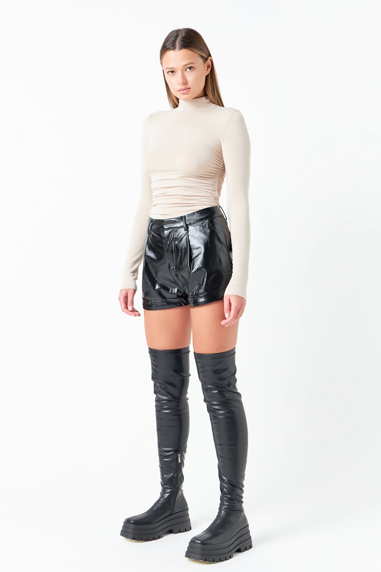 GREY LAB - Ruched Turtleneck Top - TOPS available at Objectrare