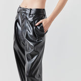 Pleated Faux Leather Pants