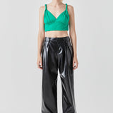 Pleated Faux Leather Pants