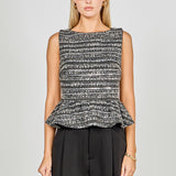 Sequin Textured Peplum Top