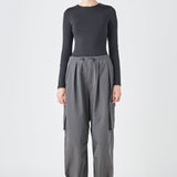 Low Waisted Pleated Cargo Pants