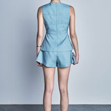 Front Slit Sleeveless Bow Trimmed Top