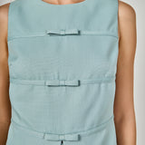 Front Slit Sleeveless Bow Trimmed Top
