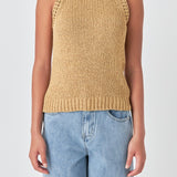 Round Neck Sleeveless Knit Top