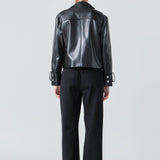 Zip Up Cropped Faux Leather Jacket