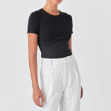 Cropped Bustier Short Sleeve T Shirt