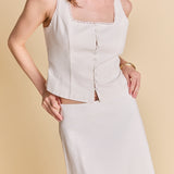 Lace Trim Linen Top