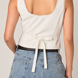 Lace Trim Linen Top