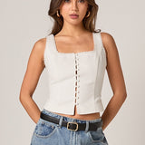 Lace Trim Linen Top