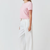 Pearl Trim Linen Top