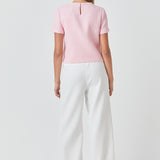 Pearl Trim Linen Top