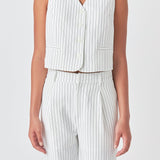 Pinstrpied Vest with Welted Pocket