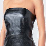 Strapless Faux Leather Mini Dress