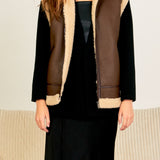 Sherpa Lined Faux Leather Vest