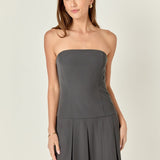 Strapless Pleated Mini Dress