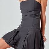 Strapless Pleated Mini Dress