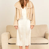 Oversized Collar Faux Fur Jacket