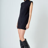 Mock Neck Sleeveless Knit Mini Dress
