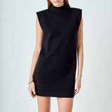 Mock Neck Sleeveless Knit Mini Dress