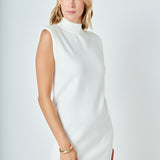 Mock Neck Sleeveless Knit Mini Dress