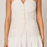 Linen Button Up Tube Top