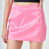 Satin Piping Mini Skirt