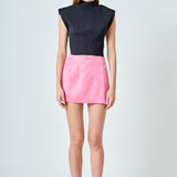 Satin Piping Mini Skirt