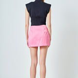 Satin Piping Mini Skirt