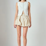 Tara Button Up Cotton Linen Vest