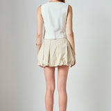 Tara Button Up Cotton Linen Vest