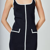 Contrast Square Neck Mini Knit Dress