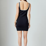 Contrast Square Neck Mini Knit Dress