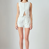 Charlotte Linen Pintucked Shorts