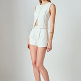 Charlotte Linen Pintucked Shorts