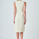 Jewel Buttoned Sleeveless Midi Dress