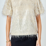 Fringe Puff Sleeve Top