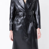 Premium Faux Leather Trench Coat