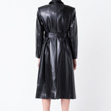 Premium Faux Leather Trench Coat