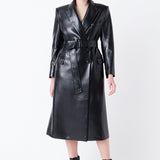 Premium Faux Leather Trench Coat